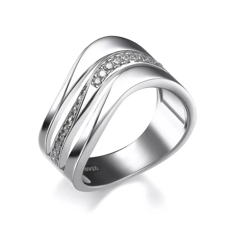 New 925 Silver Three Layers a wave Diamond Ring - Picture 4 of 6